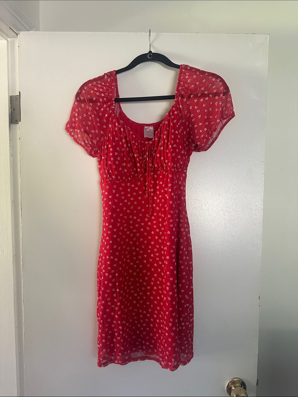 No Boundaries Red Floral Tie-Front Midi Dress